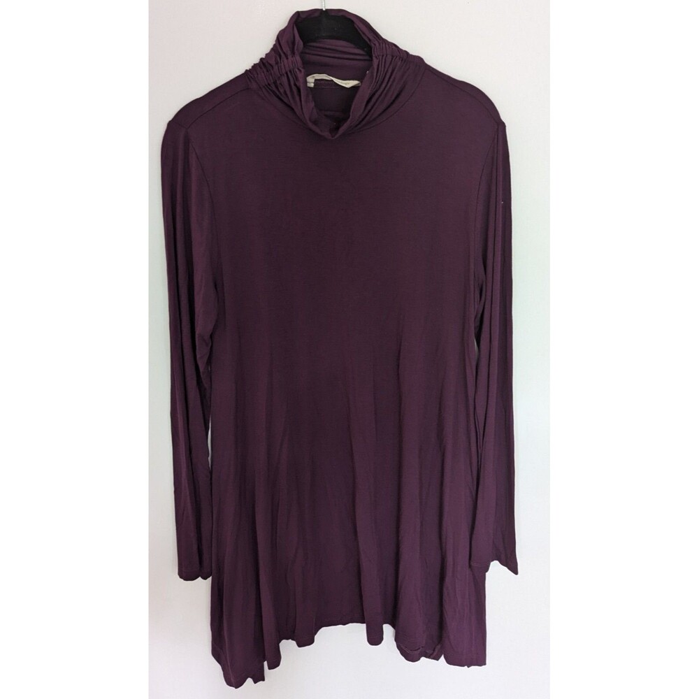 Soft Surroundings Size Medium Purple Cowl Neck Tunic Soft Blouse Solid Viscose